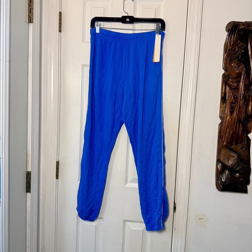 Aqua Reynolds Piped Sweatpants Surf Blue‎ White SMALL